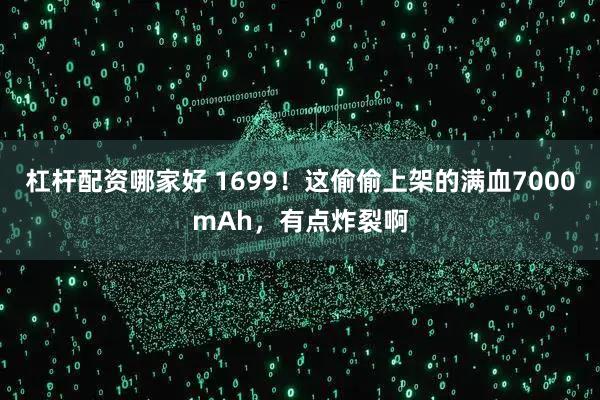 杠杆配资哪家好 1699！这偷偷上架的满血7000mAh，有点炸裂啊